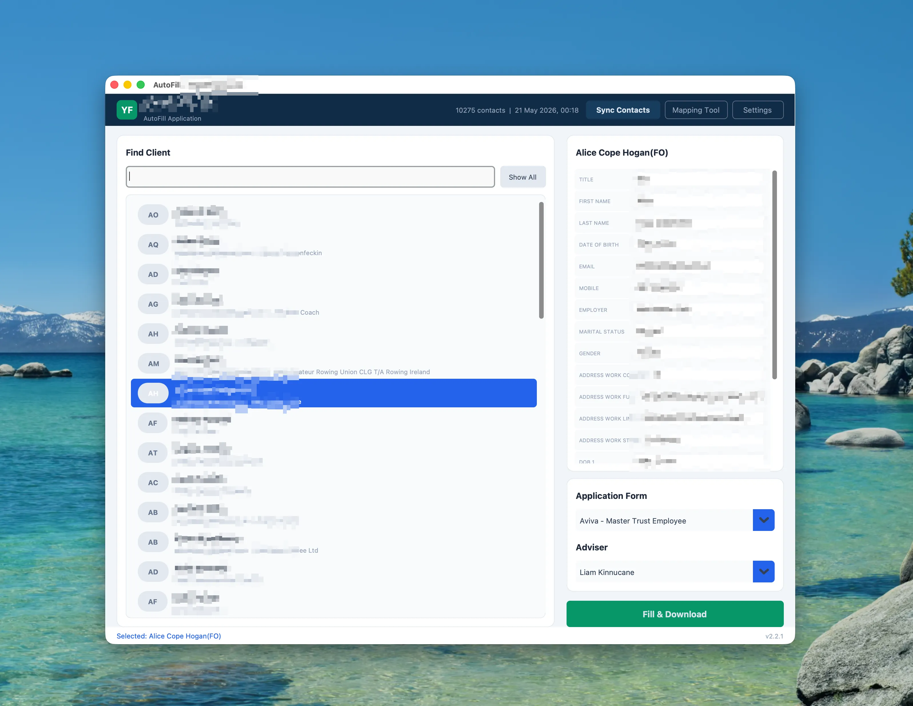 AutoFill desktop application
