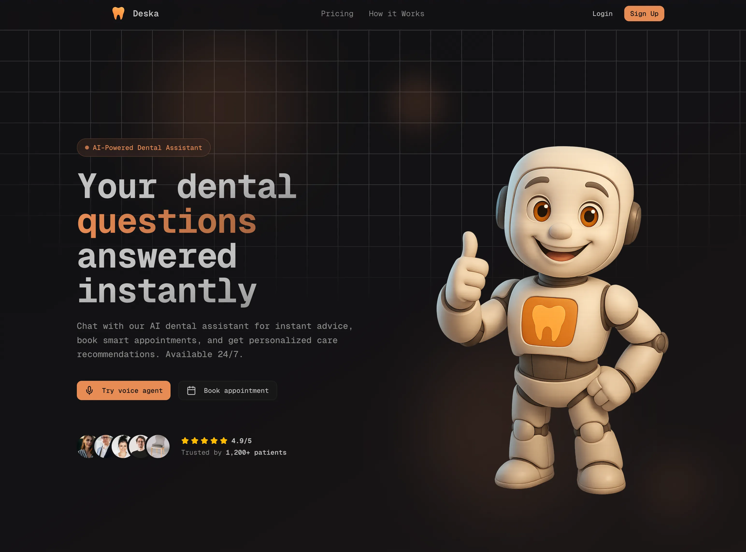 Deska AI receptionist landing page